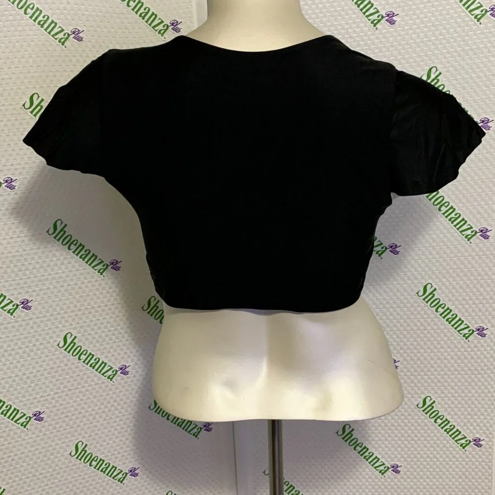 Torrid Swimsuit Swim Top Wireless V-Neck Tie Front Short Sleeve Plus 2 18 20 - Picture 3 of 4